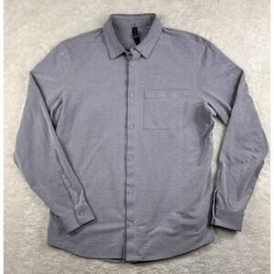 Lululemon Commission Stretch Long Sleeve Button Shirt Large Blue Performance